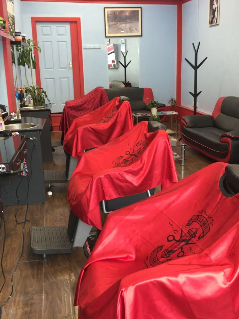 Red barber chairs ready for clients